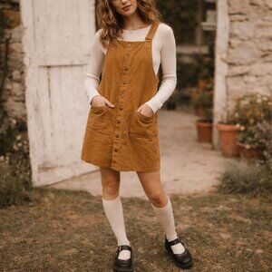 NWT Brickyard Buffalo Women's Corduroy Jumper Dress Camel/Rust Size Large Boho